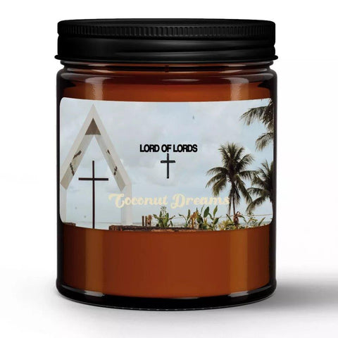 Coconut Dreams Natural Wax Candle in Amber Jar (9oz) - Lord of Lordscandle