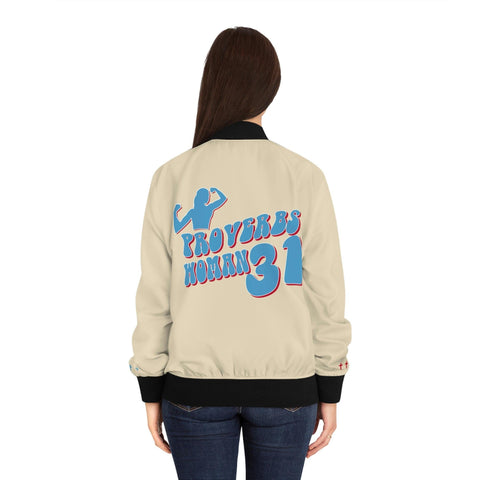 Proverbs 31 'Cream Women's Bomber Jacket - Lord of LordsAll Over Prints