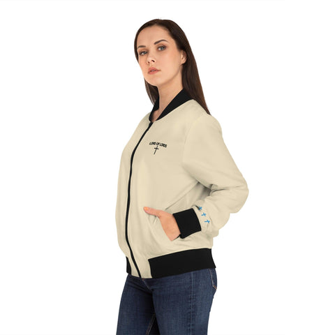 Proverbs 31 'Cream Women's Bomber Jacket - Lord of LordsAll Over Prints